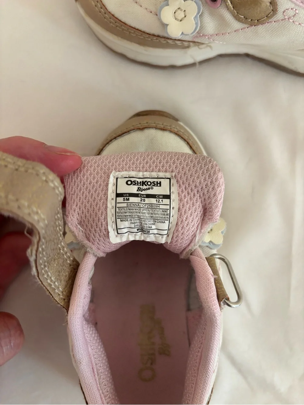 Neutral & Pink Sneakers with Flower Charm